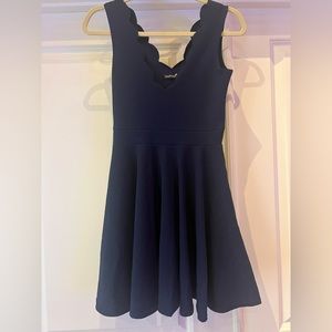 Scalloped skater mini dress